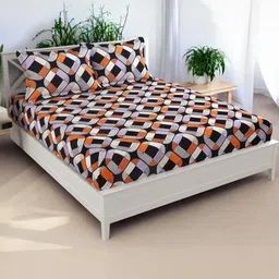 wellnest King Size Double Bed Elastic Fitted Bedsheet with 2 Pillow Cover-picture-35