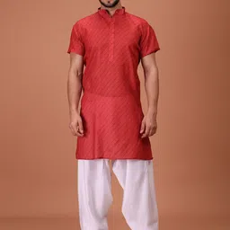 SHIWAM ETHNIX Men Floral Printed Kurta with Salwar-picture-1