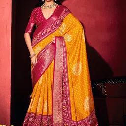 KCPC BANDHANI Yellow Printed Silk Blend Sarees-picture-16