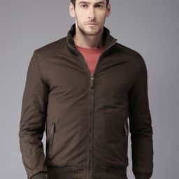 HERE&NOW Men Brown Solid Bomber Jacket-image-43