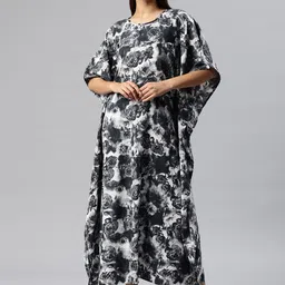 Cottinfab Floral Printed Kimono Sleeve Crepe Kaftan Maxi Dress-picture-24