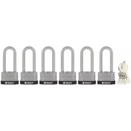 BRADY Steel 6.35 mm (1/4 inch) Keyed Padlock, 39N333 (Black)-31