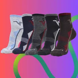 MJE Men Pack Of 5 Patterned Ankle Length Socks-15