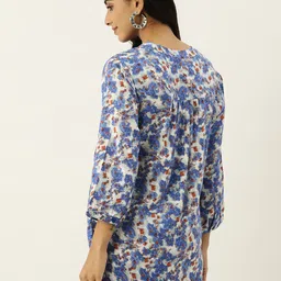 IX IMPRESSION Abstract Print Mandarin Collar Longline Top image 5