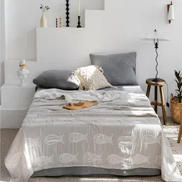 JC HOME Grey & White Cartoon Characters AC Room 350 GSM Double Bed Quilt-image-47