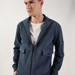 Thomas Scott Men Mock Collar Self Design Casual Open Front Jacket image 1