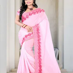 KALINI Rose & White Beads and Stones Saree-picture-28