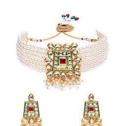 Zaveri Pearls Gold Toned Pearls & Kundan Ethnic Jewellery Set-5