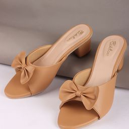 Picktoes Women Block Heels Mules With Bows-33