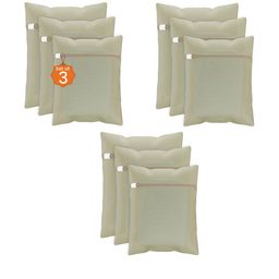 Kuber Industries Beige 9 Pieces Reusable Rectangular Durable Laundry Bags With Zipper-61