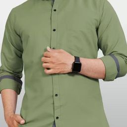 Tanip Men Spread Collar Solid Cotton Casual Shirt-image-89