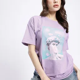 glitchez Graphic Printed Oversized Drop Shoulder Longline T-shirt-image-52