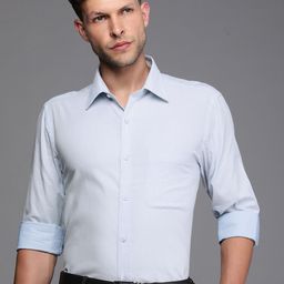 Raymond Pure Cotton Self Design Textured Slim Fit Formal Shirt-image-85