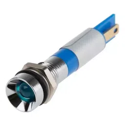 RS PRO Blue Panel Mount Indicator 12V DC, Mounting Hole Size 8 mm, Termination Type Solder Tab, Model No 210361-12