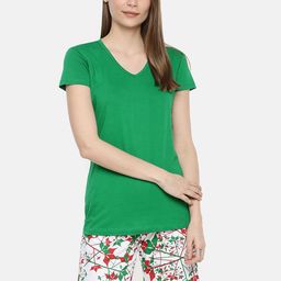 zebu Women Green & White Solid Night suit-image-79