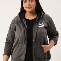 Rute Plus Size Women Charcoal Black Hooded Sweatshirt-8