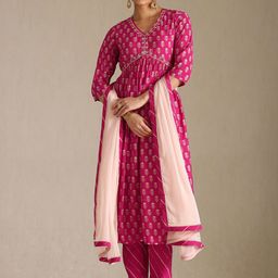 Soch Women Floral Printed Zardozi Kurta Set With Dupatta-picture-9