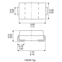 Vishay Uni-Directional TVS Diode Single Configuration 64.5 V Maximum Clamping Voltage, SMCJ40A-E3/57T (Pack of 20) image 2