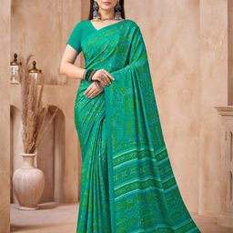 DIVASTRI Women Floral Printed Poly Crepe Saree-picture-9