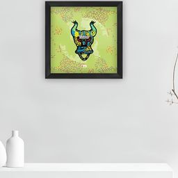 Indigifts Green & Black Printed Taurus Cattle Face Signs and Plaques-picture-6
