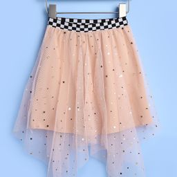Kookie Kids Knee Length Skirt Netted Star Embellished - Pink-image-85