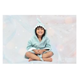 Thread Fairy Full Sleeves Soft Cotton Shark Bath Robe - Blue-image-37