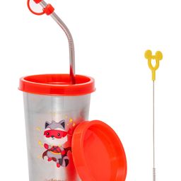 Adore Advanced Bliss Printed Stainless Steel Tumbler with Straw, Closed Lid, Straw Lid, Straw Brush- 300ml-27