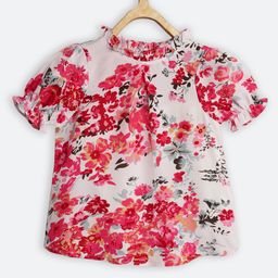 Chuppan Chupai Half Puff Sleeves Floral Printed Top - White-picture-20