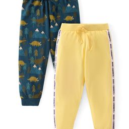 Babyhug Cotton Knit Full Length Lounge Pant Dino Print Pack of 2 - Multicolour-image-59