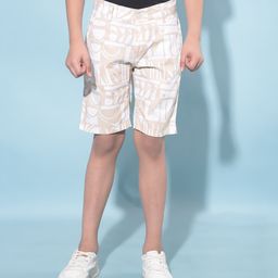 CRIMSOUNE CLUB Abstract Printed Shorts - Beige-image-3