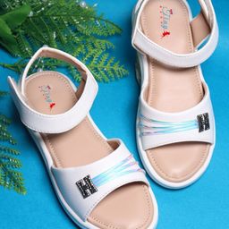 Tiny Bugs Letter  Embellished Buckle Closure Sandals - White-image-1