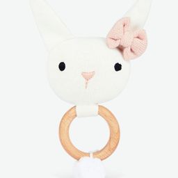 haus & kinder 100% Cotton Cover Knitted Rattle Toy, Natural Pink, Mint - Length 12 cm-18