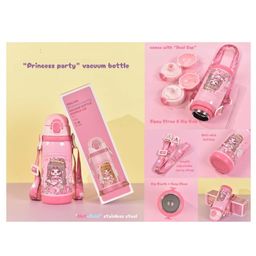 Azhari Princess Party Hot & ColdVacuum Water Bottle with Dual Cap Random Print - 450 ml-image-76