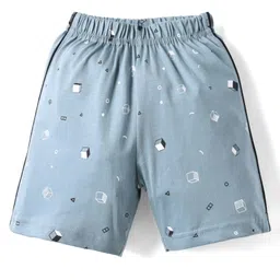 Taeko Single Jersey Knit Above Knee Length Shorts with Geometric Print - Light Blue-picture-21