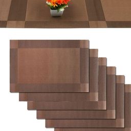 We3 9 - Pcs Brown Textured Table Placemats-54