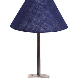 Aura Blue & White Textured Metal Frustum Shaped Table Lamp-12