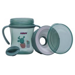 adore Advanced Magic 360 Degree Spill Proof Sipper Cup with Handle & Dust Free Cap Sip From Any Side Green- 240 ml image 2