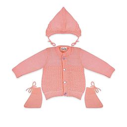 KIDSKA Kids Woolen Sweater with Cap & Booties-18