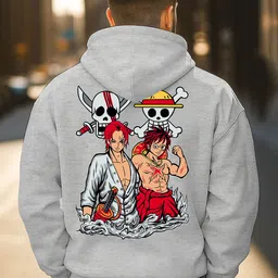 Triptee Men One piece Anime Graphic Printed Hooded Sweatshirt-picture-3