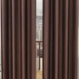 213 cm (7 ft) Polyester Semi Transparent Door Curtain (Pack Of 2) (Plain, Brown)-image-87