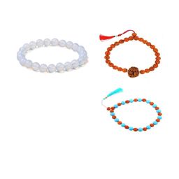 Divine souvenirs Unisex Set Of 3 Artificial Beaded Elasticated Bracelets image 1