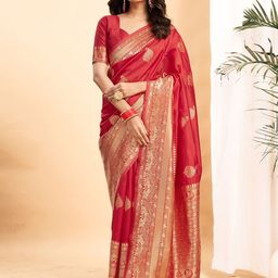KALINI Woven Design Zari Silk Blend Ready to Wear Banarasi Saree-image-60