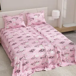 EverHOME Manzar Pink & White Floral Cotton 144 TC Queen Bedsheet Set-1.75 m X 2.54 m-image-97