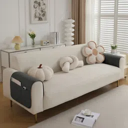 HOKIPO Grey 2 Piece Quilted Waterproof Anti-Slip Sofa Arm Rest Cover With Pockets-18