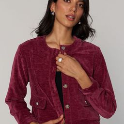 Style Island Women Round Neck Solid Casual Denim Jacket-image-16