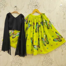 JOVK DESIGN Girls Printed Ready to Wear Lehenga & Blouse-picture-10