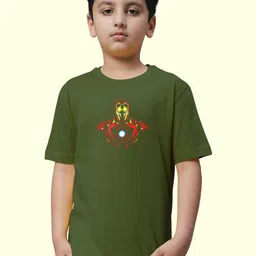 Friskers Boys Ironman Printed Round Neck Short Sleeves Pure Cotton T-Shirt-image-4