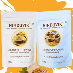 HINDUVIK Set Of 2 Pure & Natural Multani Mitti & Sandalwood Powder For Skin & Hair-9