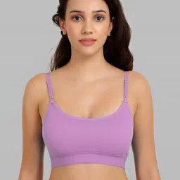 Women Cotton Purple Non Padded Non-Wired Lingerie Bra Sport wear Gym Crop Tank Top-44