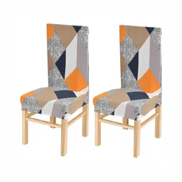 Yellow Weaves 2-Pcs Grey & Yellow Printed Stretchable Chair Covers-image-26